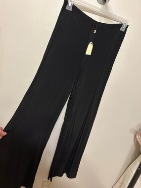 Sophie Max Black Wide Leg Palazzo Pants Quiet Luxury Resort Coastal Grandma